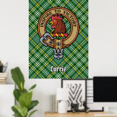 Clan Currie Rooster Wappen über Tartan Poster (Heimbüro)
