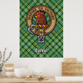 Clan Currie Rooster Wappen über Tartan Poster (Küche)