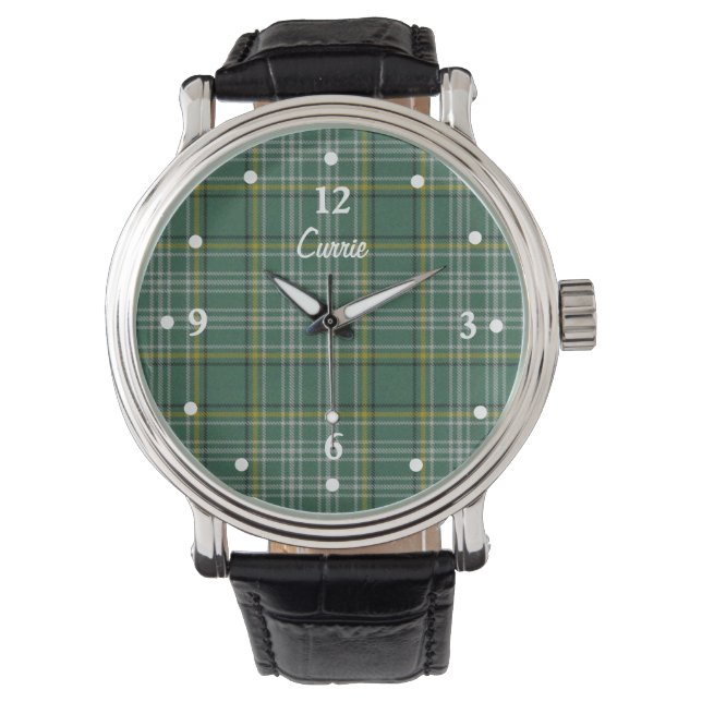 Clan Currie Tartan Kariert Faced Custom Watch Armbanduhr (Vorderseite)