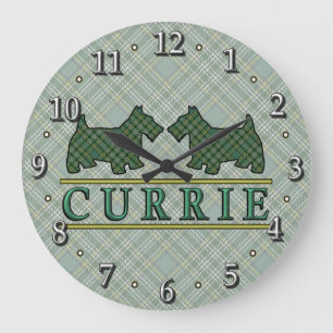 Clan Currie Tartan Scottie Hunde Große Wanduhr