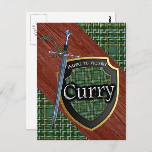 Clan Curry Currie Tartan Sword & Shield Postkarte (Vorne/Hinten)