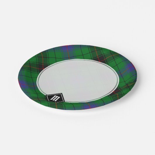 Clan Davidson Tartan Pappteller (Schrägansicht)