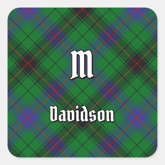 Clan Davidson Tartan Quadratischer Aufkleber (Vorderseite)