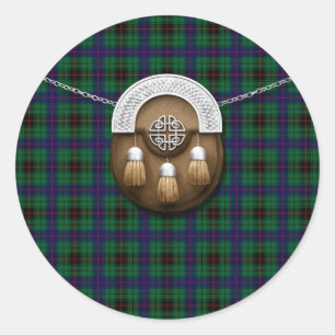 Clan Davidson Tartan und Sporran Runder Aufkleber