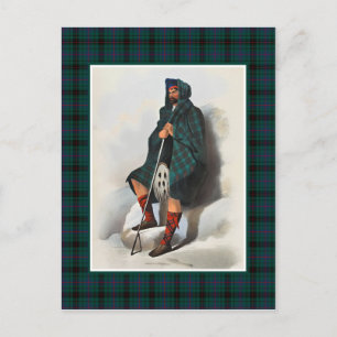 Clan Davidson Vintage-Illustration Tartan-Rahmen Postkarte