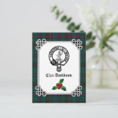 Clan Davidson Wappen Abzeichen & Tartan Holiday Postkarte (Stehend Vorderseite)