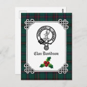 Clan Davidson Wappen Abzeichen & Tartan Holiday Postkarte (Vorne/Hinten)
