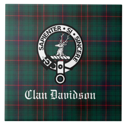 Clan Davidson Wappen Abzeichen und Tartan Fliese (Vorderseite)
