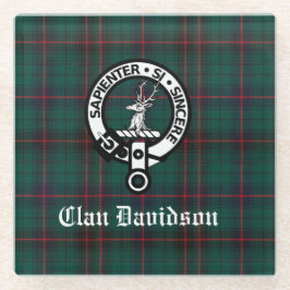 Clan Davidson Wappen Abzeichen und Tartan Glasuntersetzer