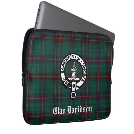 Clan Davidson Wappen Abzeichen und Tartan Laptopschutzhülle (Vorne Rechts)