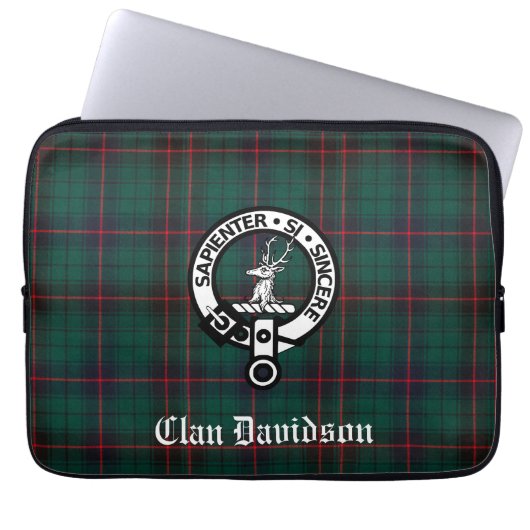 Clan Davidson Wappen Abzeichen und Tartan Laptopschutzhülle (Vorderseite)