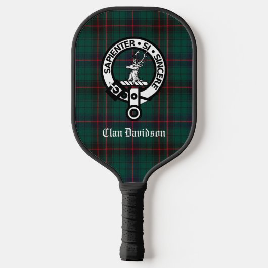 Clan Davidson Wappen Abzeichen und Tartan Pickleball Schläger (Rückseite)