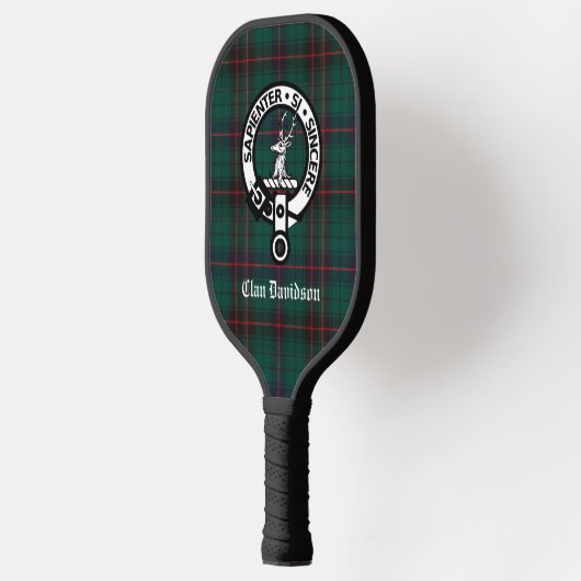 Clan Davidson Wappen Abzeichen und Tartan Pickleball Schläger (Links)