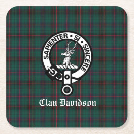 Clan Davidson Wappen Abzeichen und Tartan Rechteckiger Pappuntersetzer