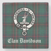 Clan Davidson Wappen Abzeichen und Tartan Steinuntersetzer (Vorderseite)