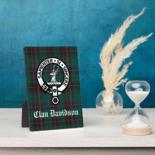 Clan Davidson Wappen Abzeichen und Tartan Tabletop Fotoplatte