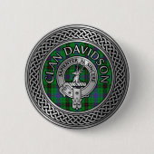 Clan Davidson Wappen & Tartan Knot Button (Vorderseite)