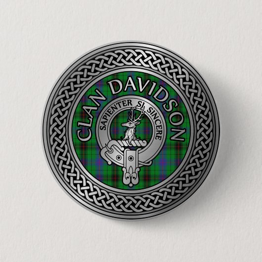 Clan Davidson Wappen & Tartan Knot Button (Vorderseite)