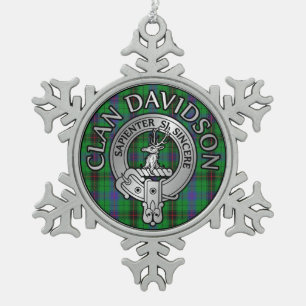 Clan Davidson Wappen & Tartan Schneeflocken Zinn-Ornament