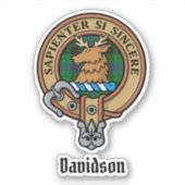Clan Davidson Wappen über Tartan Aufkleber (Vorderseite)
