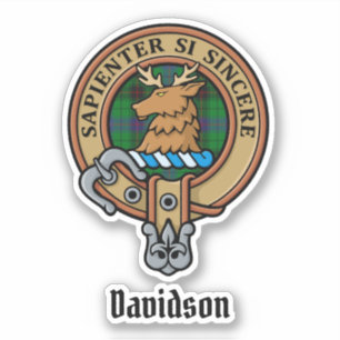Clan Davidson Wappen über Tartan Aufkleber