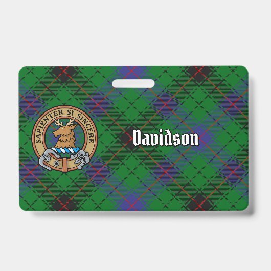 Clan Davidson Wappen über Tartan Ausweis (Front)