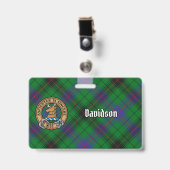 Clan Davidson Wappen über Tartan Ausweis (Front with Clip)