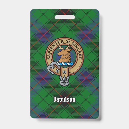 Clan Davidson Wappen über Tartan Ausweis (Vorderseite)
