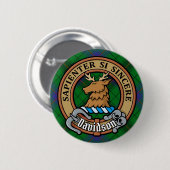 Clan Davidson Wappen über Tartan Button (Vorne & Hinten)