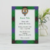 Clan Davidson Wappen über Tartan Einladung (Stehend Vorderseite)