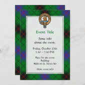 Clan Davidson Wappen über Tartan Einladung (Vorne/Hinten)