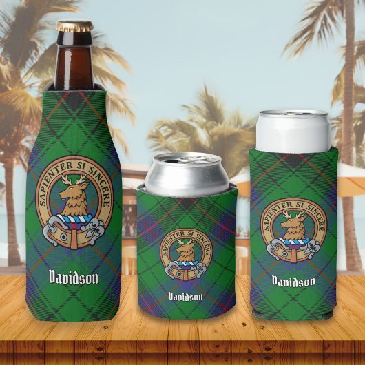 Clan Davidson Wappen über Tartan Flaschenkühler