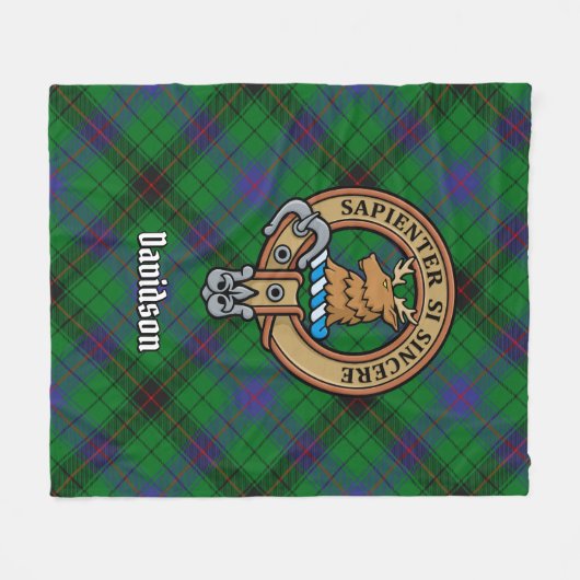 Clan Davidson Wappen über Tartan Fleecedecke (Vorderseite (Horizontal))