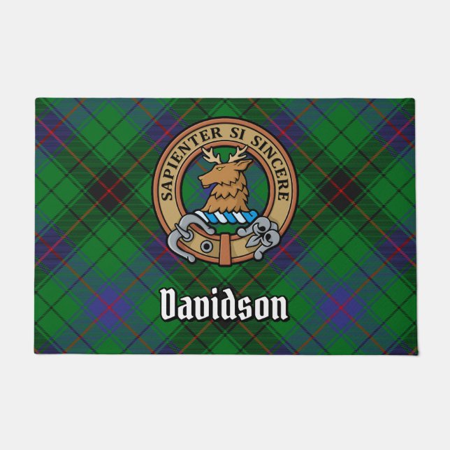 Clan Davidson Wappen über Tartan Fußmatte (Vorderseite)