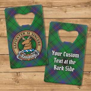 Clan Davidson Wappen über Tartan Geldbeutel Flaschenöffner