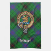 Clan Davidson Wappen über Tartan Geschirrtuch (Vertikal)