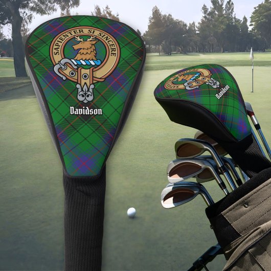 Clan Davidson Wappen über Tartan Golf Headcover