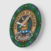 Clan Davidson Wappen über Tartan Große Wanduhr (Winkel)