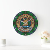 Clan Davidson Wappen über Tartan Große Wanduhr (Zuhause)