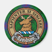 Clan Davidson Wappen über Tartan Magnet (Vorne)
