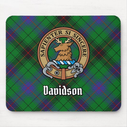 Clan Davidson Wappen über Tartan Mousepad (Vorne)