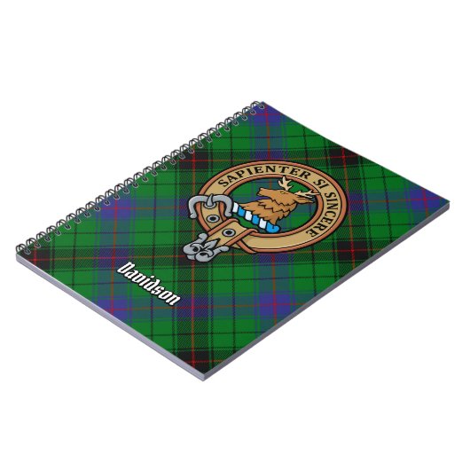 Clan Davidson Wappen über Tartan Notizblock (Linke Seite)