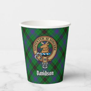 Clan Davidson Wappen über Tartan Pappbecher
