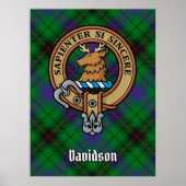Clan Davidson Wappen über Tartan Poster (Vorne)