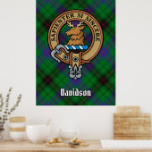 Clan Davidson Wappen über Tartan Poster (Küche)