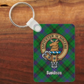 Clan Davidson Wappen über Tartan Schlüsselanhänger (Vorderseite)