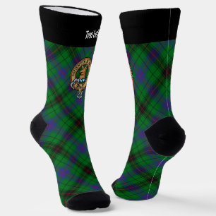 Clan Davidson Wappen über Tartan Socken