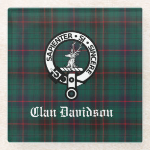 Clan Davidson-Wappenabzeichen und Tartan Glasuntersetzer