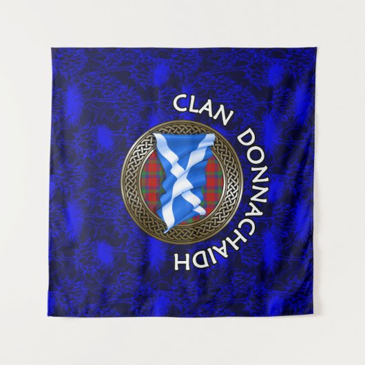 Clan Donnachaidh | Robertson Tartan Knot & Flag Wandteppich (Vorderseite (Horizontal))