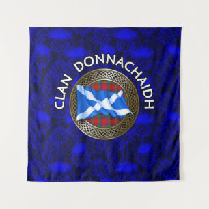 Clan Donnachaidh Robertson Tartan Knot & Flag Wandteppich